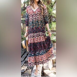 SZL Very soft light flowy! Grace & Lace Floral Sundress tie at neck & waist.